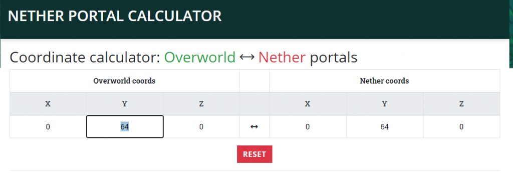 Minecraft Nether Portal Calculator