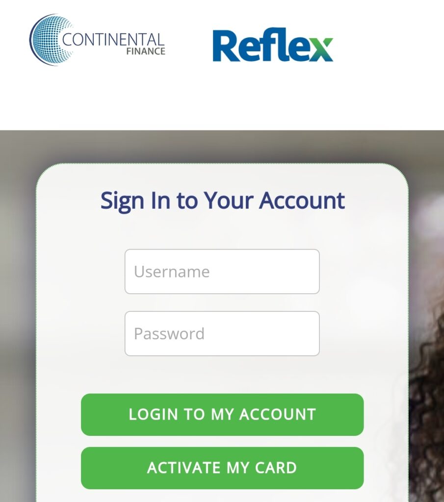 Reflex Credit Card Login Page